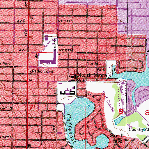 Topographic Map of North Shore Elementary School, FL