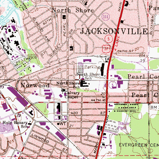 Topographic Map of North Shore Elementary School, FL