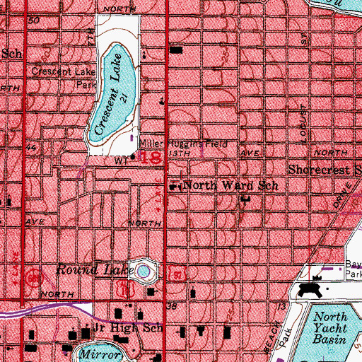 Topographic Map of North Ward School, FL