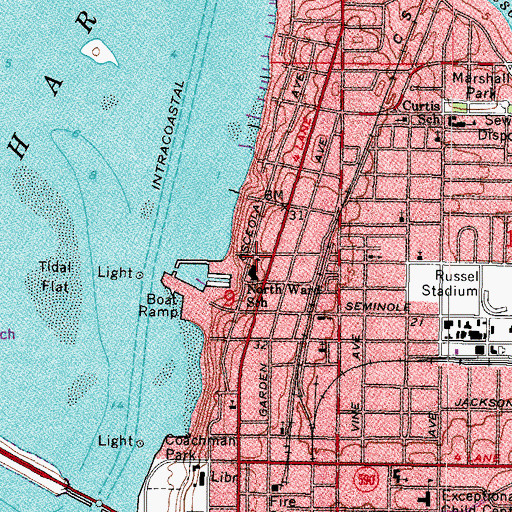 Topographic Map of North Ward School, FL
