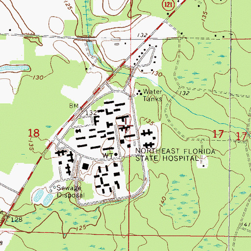 Topographic Map of Northeast Florida State Hospital, FL