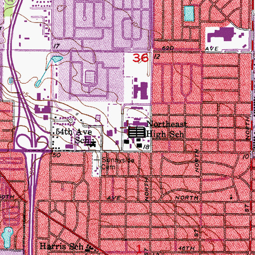 Topographic Map of Northeast High School, FL