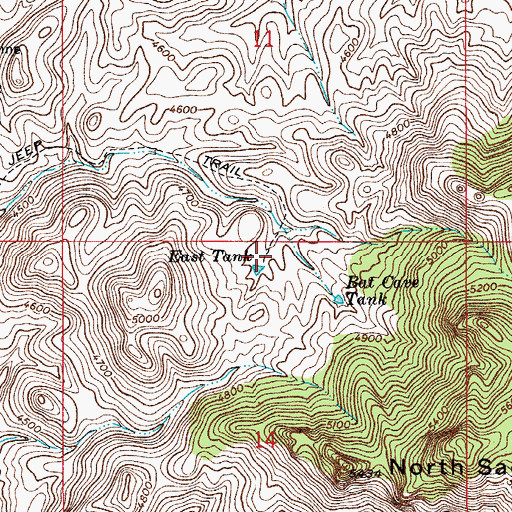 Topographic Map of East Tank, AZ