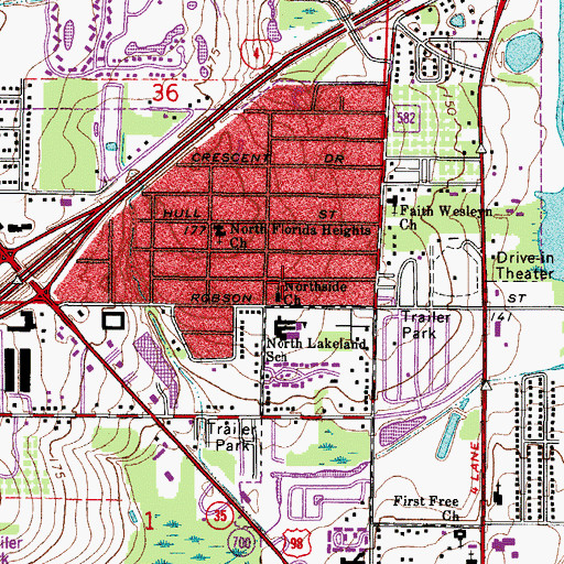 Topographic Map of Northside Church, FL