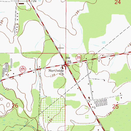 Topographic Map of Northside Church, FL