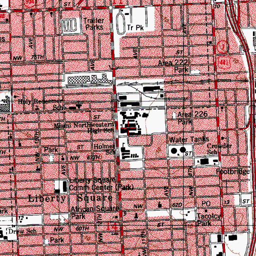 Topographic Map of Northwestern High School, FL
