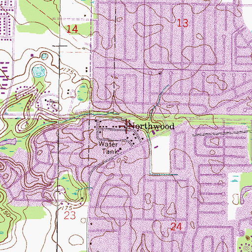 Topographic Map of Northwood, FL