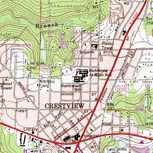 Topographic Map of Northwood School, FL