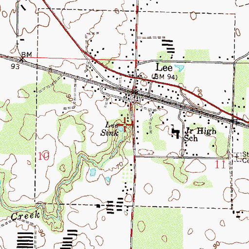 Topographic Map of Norton Creek, FL