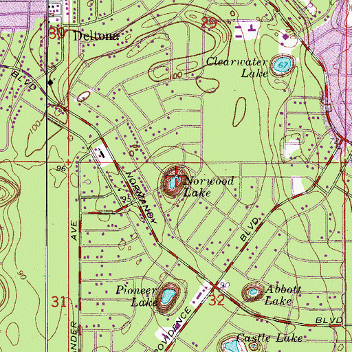 Topographic Map of Norwood Lake, FL