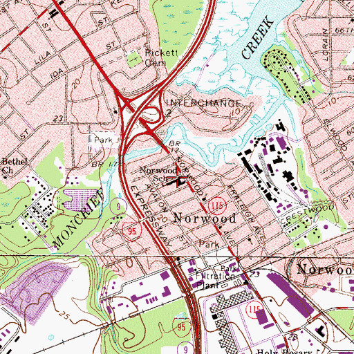 Topographic Map of Norwood School, FL