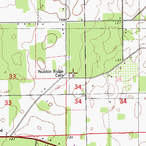 Topographic Map of Nubbin Ridge Cemetery, FL