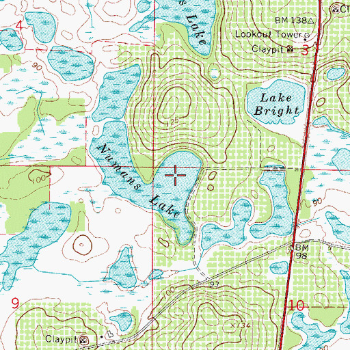 Topographic Map of Numans Lake, FL