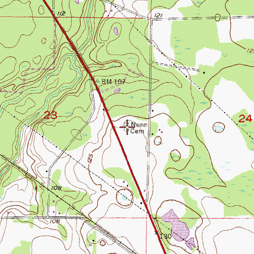 Topographic Map of Nunn Cemetery, FL