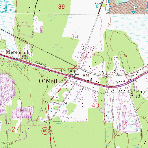 Topographic Map of O'Neil, FL