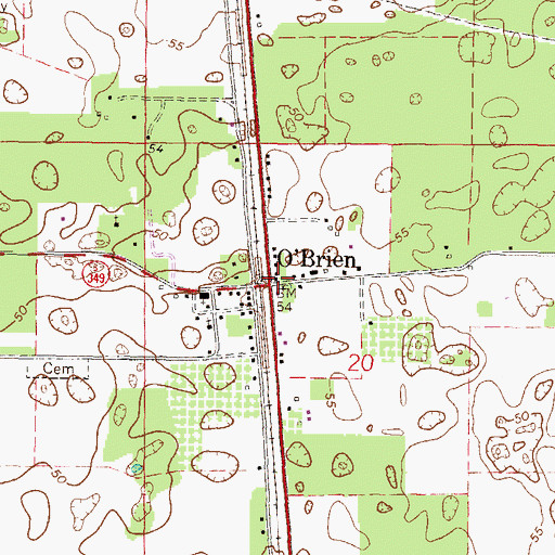 Topographic Map of O'Brien, FL