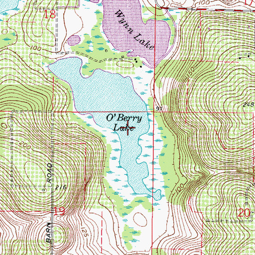 Topographic Map of O'Berry Lake, FL