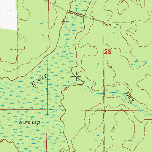 Topographic Map of Oak Branch, FL