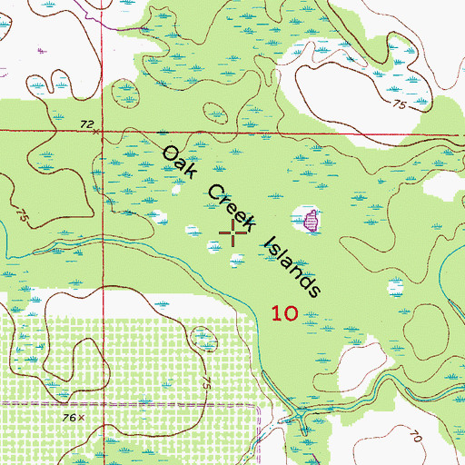 Topographic Map of Oak Creek Islands, FL