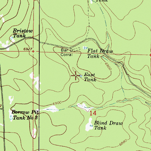 Topographic Map of East Tank, AZ