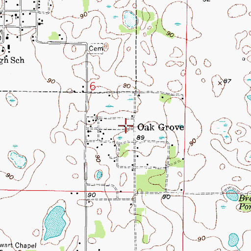Topographic Map of Oak Grove, FL