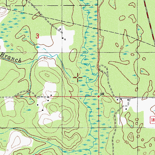 Topographic Map of Oak Grove Branch, FL