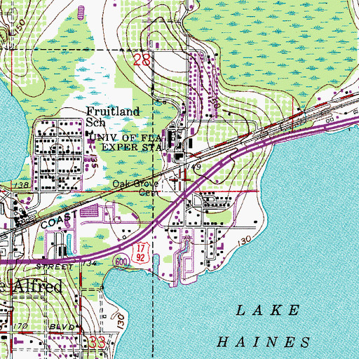 Topographic Map of Oak Grove Cemetery, FL