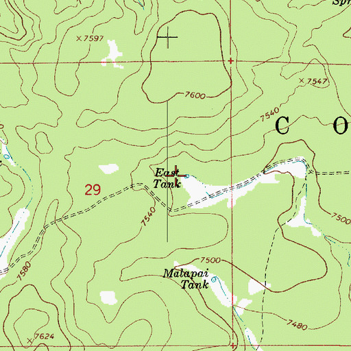 Topographic Map of East Tank, AZ