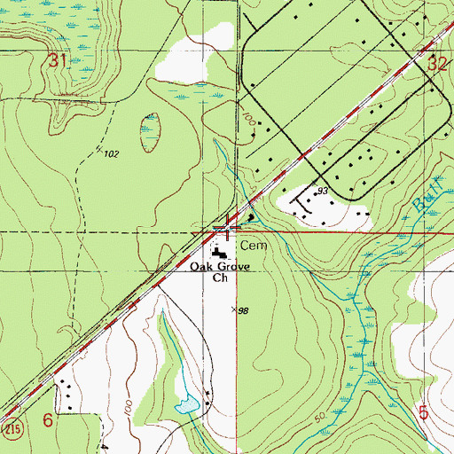 Topographic Map of Oak Grove Church, FL