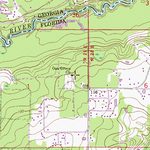 Topographic Map of Oak Grove Church, FL