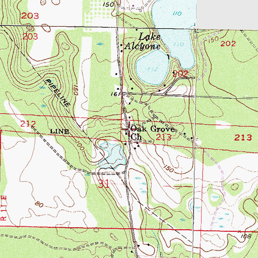 Topographic Map of Oak Grove Church, FL