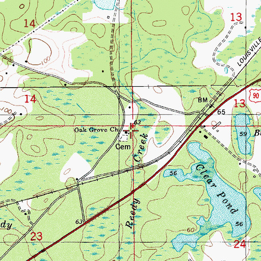 Topographic Map of Oak Grove Church, FL