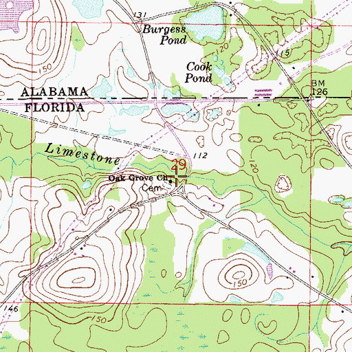 Topographic Map of Oak Grove Church, FL
