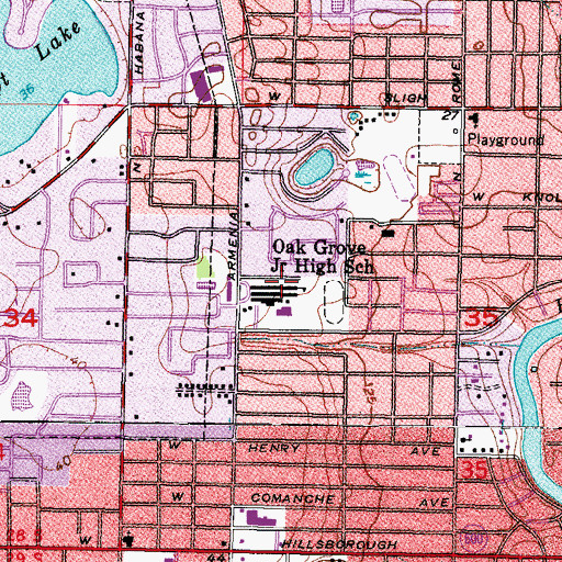 Topographic Map of Oak Grove Junior High School, FL