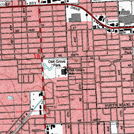 Topographic Map of Oak Grove Elementary School, FL