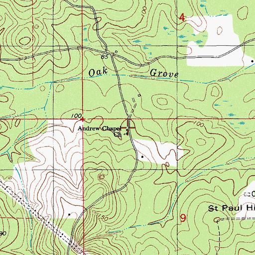 Topographic Map of Oak Grove School, FL