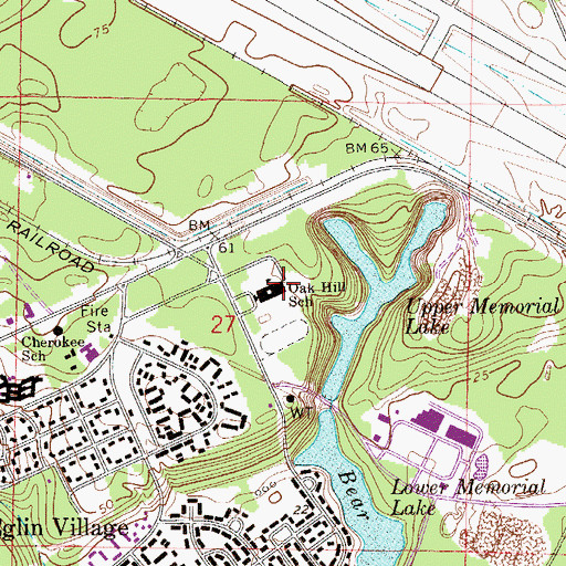 Topographic Map of Oak Hill School, FL