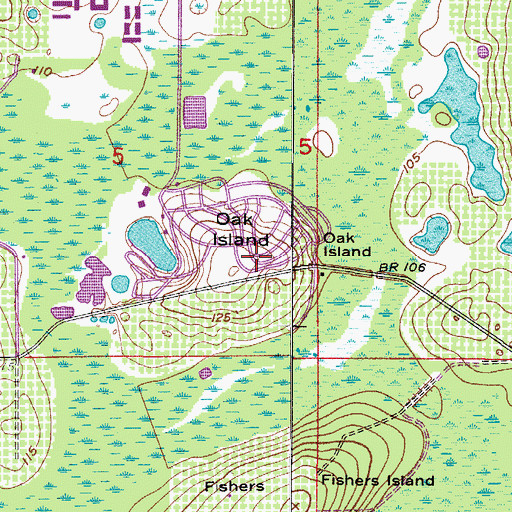 Topographic Map of Oak Island, FL