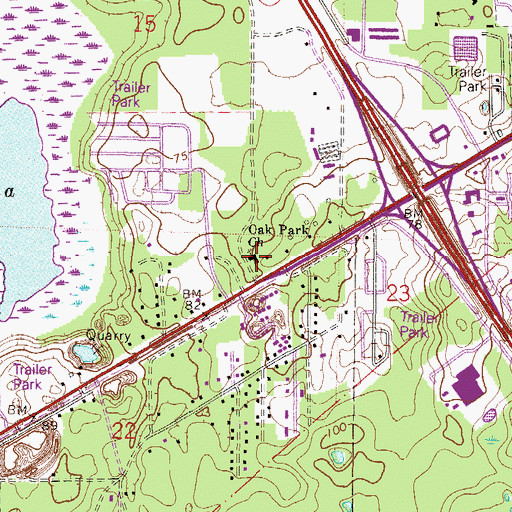 Topographic Map of Oak Park Baptist Church, FL
