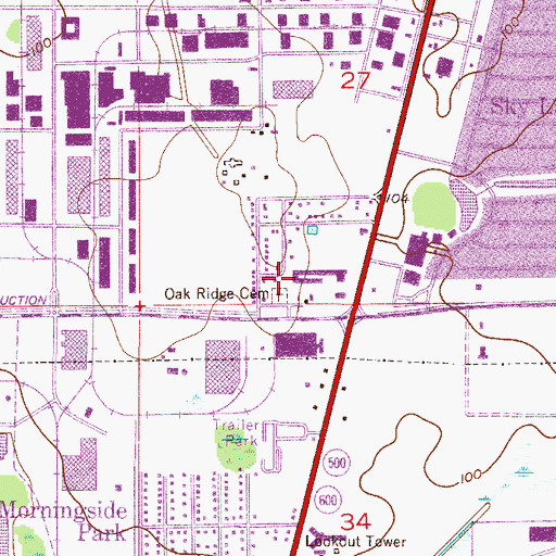 Topographic Map of Oak Ridge Cemetery, FL
