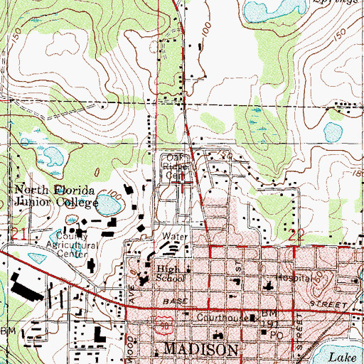 Topographic Map of Oak Ridge Cemetery, FL