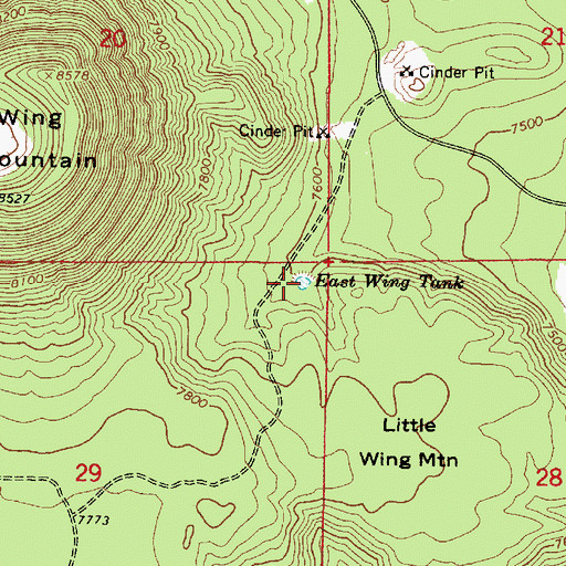 Topographic Map of East Wing Tank, AZ