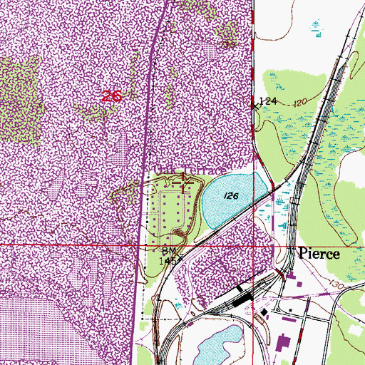 Topographic Map of Oak Terrace, FL