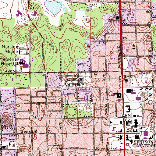 Topographic Map of Oakdale Cemetery, FL
