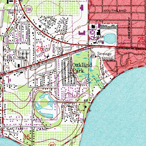 Topographic Map of Oakland Park, FL