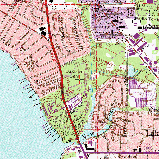 Topographic Map of Oaklawn Cemetery, FL