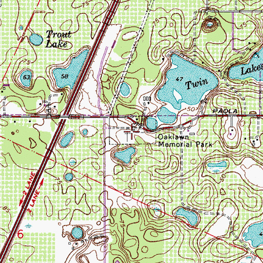 Topographic Map of Oaklawn Memorial Park, FL