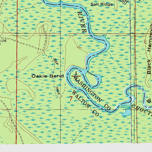 Topographic Map of Oakle Bend, FL