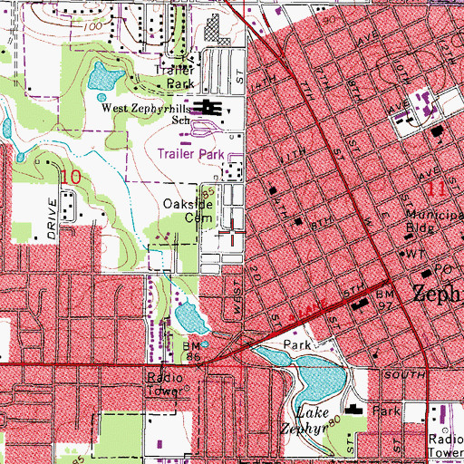 Topographic Map of Oakside Cemetery, FL