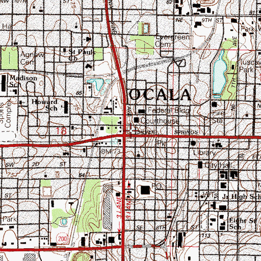Topographic Map of Ocala, FL